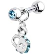 Silver 925 Aqua CZ Lock Dangle Cartilage Earring