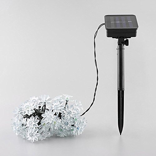 Deckey Solar Powered Outdoor String Lights 50 LED Lotus Flower 22.4ft Fairy Lights for Garden, Patio, Lawn, Garden Fence Path Landscape ChristmasÂ Decoration (Pink)