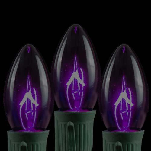 Novelty Lights, Inc. C9-7T-BLB Outdoor Patio Party Christmas Replacement Bulbs, Twinkle Black Light Purple (Very Dark Purple), 25 Pack