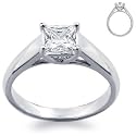 1.00 Carat I/VS1 Princess / Square Diamond Solitaire Ring Platinum