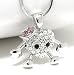Funny Heart Cartoon Man with Pink Hat Crystals Charm Necklace Silver Tone