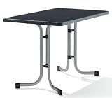 SIEGER 233/A Boulevard-Klapptisch 115 x 70 cm mit Mecalit-Pro-Platte, Stahlrohrgestell graphit, Tischplatte Schieferdekor, anthrazit