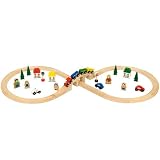 Complete Wooden Train Railway System - 43 piece Figure of Eight Train Set (Compatible with leading wooden rail systems) - Wooden ToyIMAGE