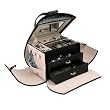 "Olivia" Mele & Co. Rounded Purse Style Croco Faux Leather Jewelry Box in Jet Black