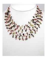 Japanese silk cord Gem Stone Necklace In Zinc