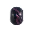 Pandora Style Charm Bead (Z266) Murano Style Lampwork Glass (13mm x 10mm) (fits Troll too) ~ Black with Purple Metallic Foil Stripes