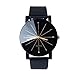 SMTSMT Men's Quartz Dial Clock Leather Wrist Watch-Black