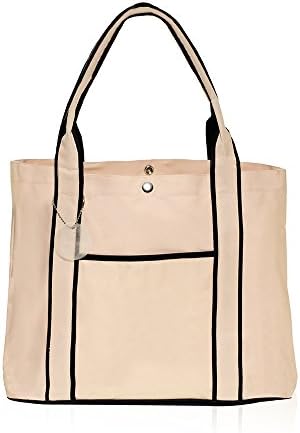 Shopping Tote Bag With Front Pocket by Sacko (Natural)