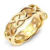 PERCIVAL 14K Yellow Gold Celtic Braided Weave Pattern Wedding Band Ring