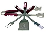 Alabama Crimson Tide 4 piece BBQ (Barbecue) Set - Spatula/Tongs/Fork/Basting Brush - NCAA College Athletics Fan Shop Sports Team Merchandise