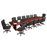 20' Conference Table with Dataports and 16 Leather Chairs