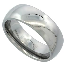 Tungsten 8 mm (5/16 in.) High Polished Comfort Fit Domed Wedding Band Ring (Available in Sizes 5 to 14) size 5