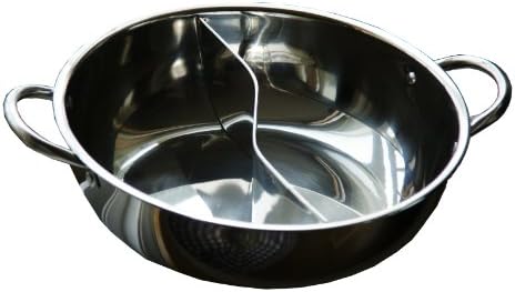 Stainless Steel 2sections Divided Stove Top Pot Shabu-shabu, Stew Pot with Handle,serving Bowl