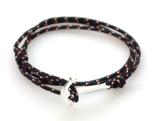 VIRGINSTONE Silver Anchor Bracelets on Colorful Nylon Ropes