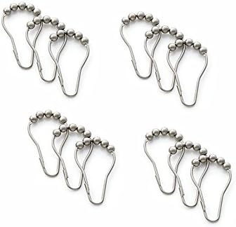 NELPLA High Quality Polished Chrome Stainless Steel Shower Curtain Rings Hooks,Set of 12 Rings,For Home and Hotel Bedroom,Living room, Barthroom, Shower room and Fiting room