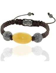 Pave Diamond Beads Macrame Hemp Bracelet Silver Gemstone Fashion Jewelry