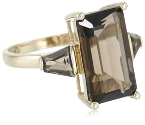 14k Yellow Gold Smoky-Quartz 3-Stone Ring, Size 7