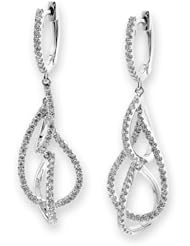 (X1000Diamond) 18K/750 White Gold 3-dimensional Pear Shape Diamond Dangling Earring (0.75cttw, G-H Color, VS2-SI1 Clarity)