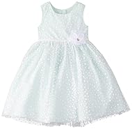 Girls Cotton/Metallic/Nylon/Tulle Dots Print Lace   Dress With Ruffles