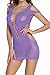 FIYOTE Women Sexy Net See Through Chemise Teddy Lingerie Mesh Mini Chemise (One Size, Orchid)