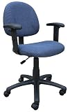 Blue Fabric Office Task Chair with Built-In Lumbar Support