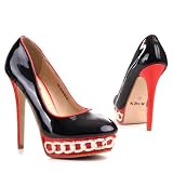 Produkt-Bild: Damen Schuhe, PUMPS, PLATEAU HIGH HEELS LACK STILETTO, 706-50, Synthetik in hochwertiger Lack Leder Optik