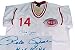 Pete Rose Autographed/Hand Signed Cincinnati Reds Majestic Throwback White Baseball jersey with Hit