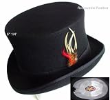 Gentleman's Top Hat BLACK 100% Wool Felt with OPTIONAL FEATHER TRIM