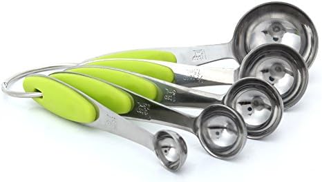Jack Move Stainless Steel Measuring Spoons Set Kitchen Metal with Engraved Standard and Metric Measurements Set of 5