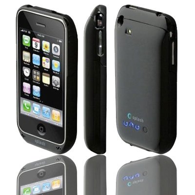 splash O2 Lite Slim-Profile Case & Extended Rechargeable Battery for iPhone 3G 3GS with Camera Flash (Black)