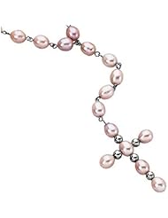 Pink Freshwater Cultured Pearl Rosary in Sterling Silver