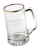 Review CollectibleXchange  / PERSONALIZED Engraved 25 Ounce GOLD RIMMED SPORTS MUG Bar Pub BEER GLASS