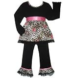 Toddler Girls 4/5T Leopard Rose Baby Doll Shirt & Pant Clothing Outfit
