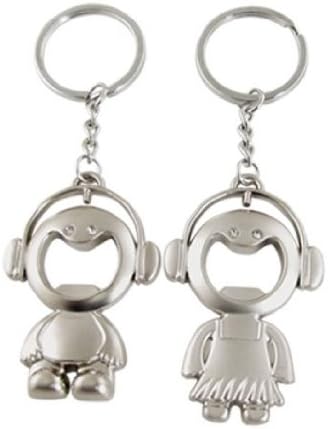 HJX New Creative Pair Rhinestone Inlay Boy Girl Pendant Couple Style Metal key chain keychain Key Ring