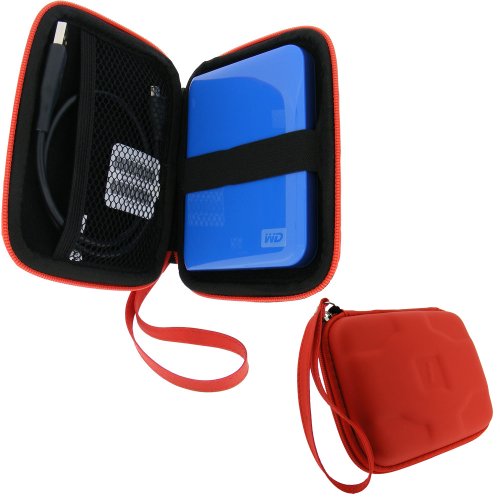 iGadgitz Red EVA Hard Case Cover Suitable for Western Digital My Passport Essential & Essential SE Ultra Edition USB Portable External Hard Drives 160gb, 250gb, 320gb, 500gb, 750gb & 1TB (Suitable for Ultra vers released Aug 2009)