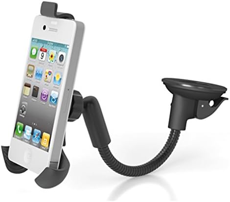 BPels One Scope Adjustable Neck Car Mount Windshield Dashboard, Holder for iPhone 5s 5c 5 4, Galaxy S5 S4 S3, -Retail Pack