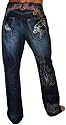 CHRISTIAN AUDIGIER Ed Hardy Mens Signature Panther Platinum Tattoo Dark Denim Jeans Pants