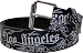Black 'Los Angeles' Roses Printed Imitation Leather Belt