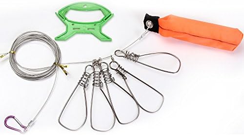 5 Meters 5 Locks Fish Lock Buckle Stainless Steel Chain Fish Stringer Holder with Float