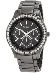 XOXO Womens XO5333  Gun-metal Bracelet With Rhinestones Accent Watch