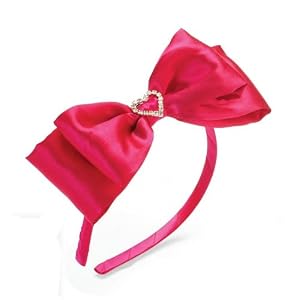 Baby Girls Hair Accessories-Fuchsia Satin Heart Headband by Mud Pie