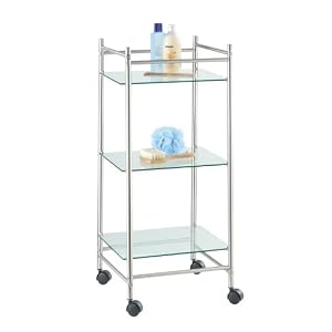 Wenko 16829100 Badwagen Adiamo - 3 Glasb�den, Rollen, 37 x 37 x 85 cm, Stahl mattiert
