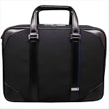 Textured Nylon Zip Brief with Dual Zip Laptop Compartment in Black