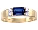 14K Yellow or White Gold Octagon Gemstone and Diamond Ring-Blue Sapphire-full, half sizes from 5-8.5