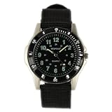 New Men's Boy's Army Black Outdoor Fabric Band Quartz Military Wrist Watch