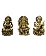 Set of Gold Finished Mini Lakshmi, Ganesh & Saraswati Statues