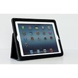 新しいiPad(iPad3)用 本革仕様 Executive レザー ケース・ブラック(マグネット内蔵、スタンド機能、オートスリープ機能付き)