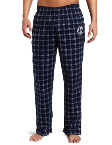 NBA Men's Denver Nuggets One Color Logo Flannel Pant (Collegiate Navy Plaid, Medium)