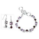 Sterling Silver Amethyst and Garnet 6 Ct. Earring and 18 Ct Bracelet Set, Custom Design