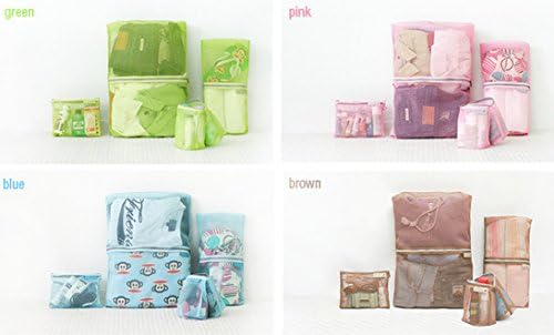 ONOR-Tech 4PCS/Set Multi-Functional Portable Travel Luggage Suitcase Clothes Underwear Packing Cubes Organizer Mesh Storage Makeup Bag Pouch (Pink)